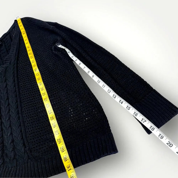 Lane Bryant Long Sleeves V Neck Cable Open Knit Tunic Sweater Size 18/20 Black - Picture 15 of 16